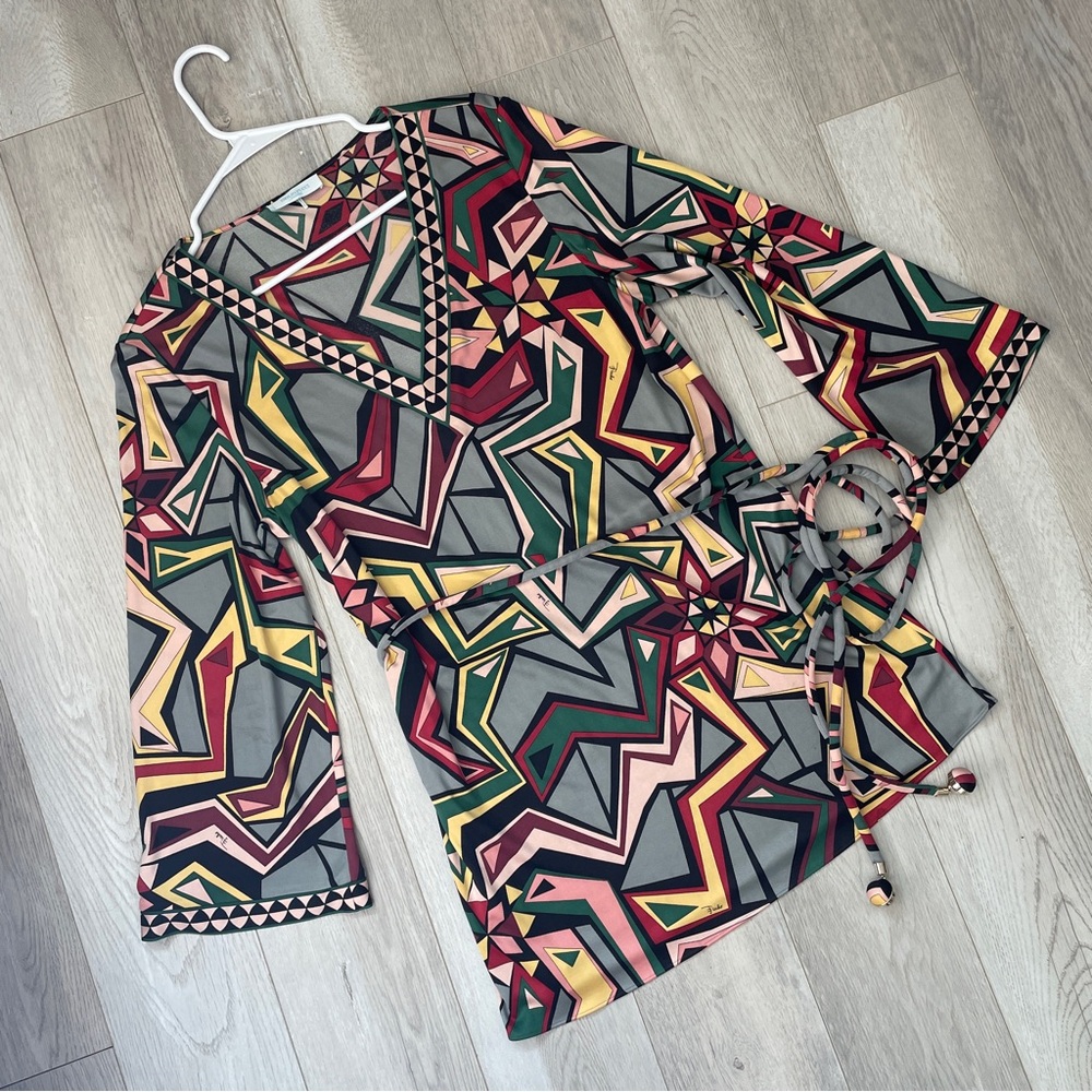 Emilio Pucci Multicolor Geometric Mini Dress - Green, Red, Yellow, Pink, Gray